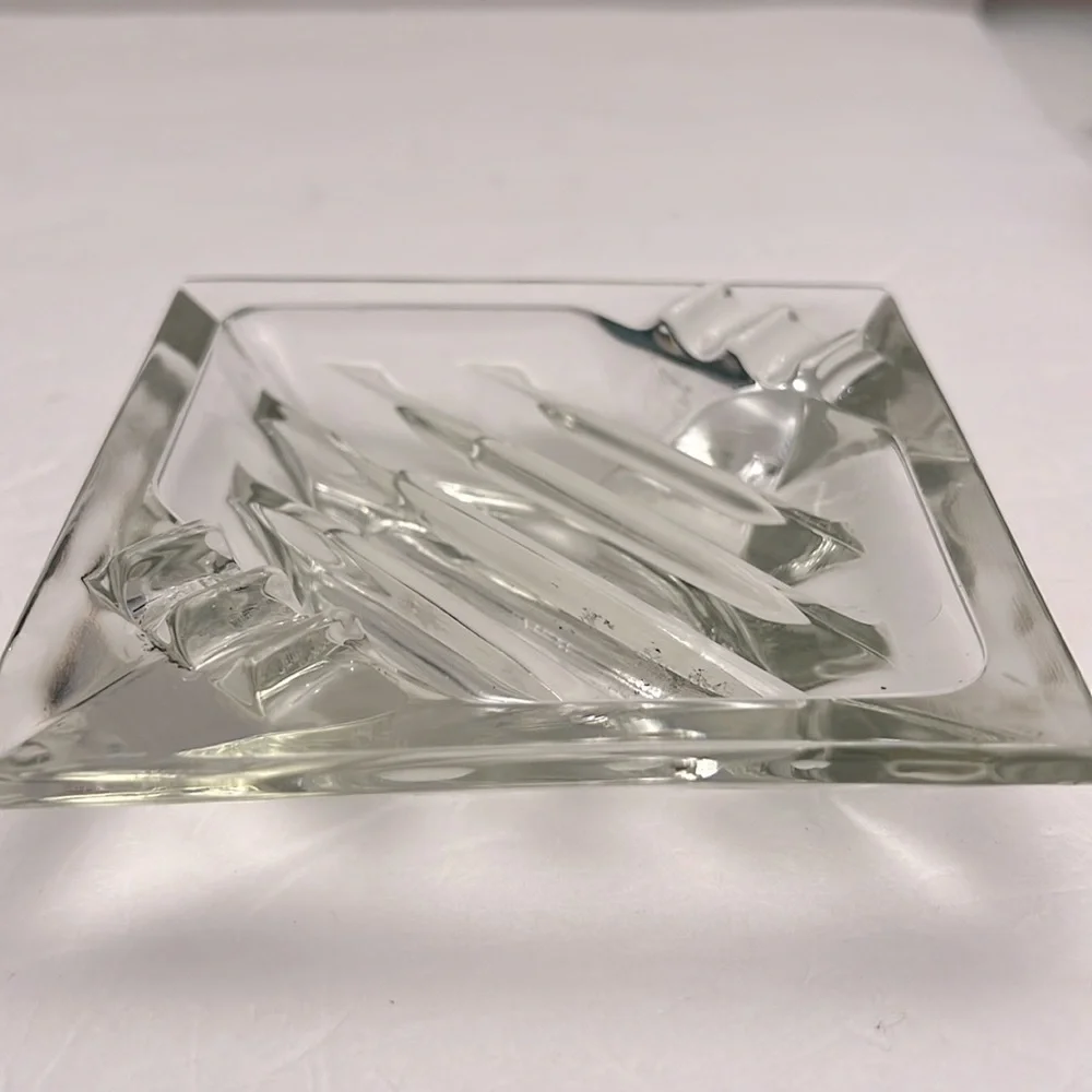 MCM Vintage Heavy Crystal Glass Ashtray